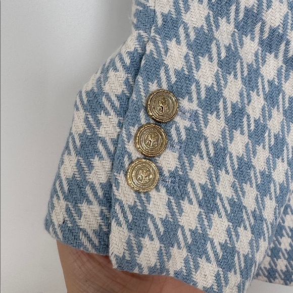 BNWT Zara blue houndstooth double breasted blazer XL - Picture 5 of 9